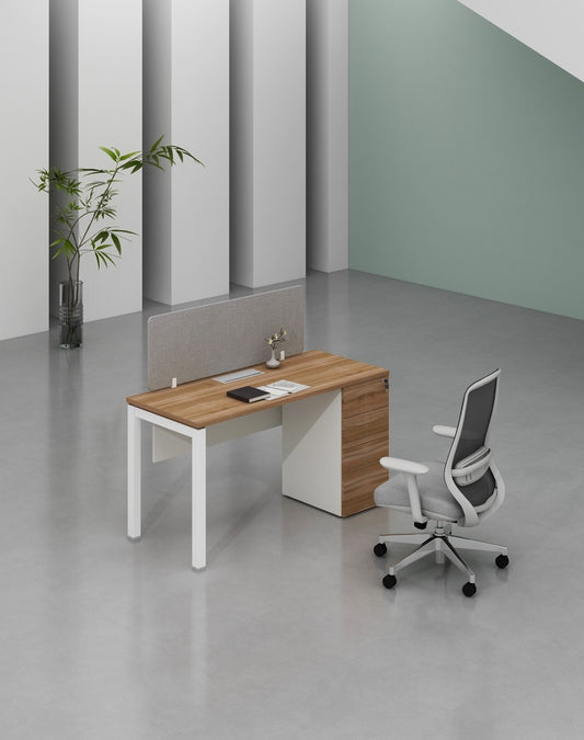 Base Series- Single side one person workstation (Straight leg) with 3-Drawer Fixed Pedestal