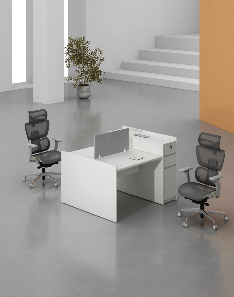 Feta Series - Double side workstation (Cluster of 2) with Pedestal having 2 drawers and 1 filing cabinet