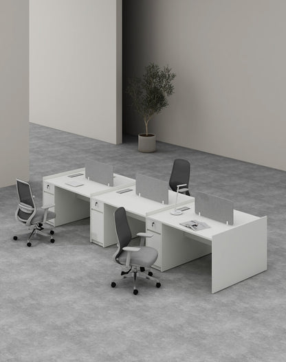 Feta Series - Double side workstation (Cluster of 6) with Pedestal having 1 drawer and 1 filing cabinet