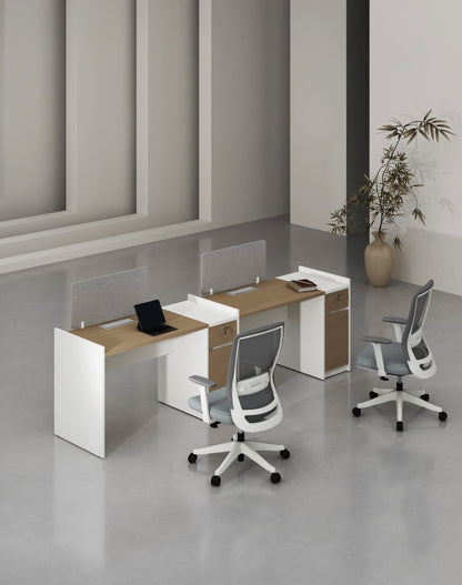 Feta Series - Single side workstation (Cluster of 2) with Pedestal having 1 drawer and 1 filing cabinet