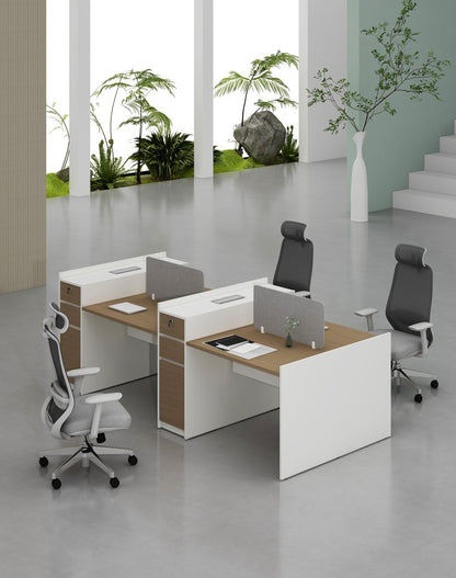 Feta Series - Double side workstation (Cluster of 4) with Pedestal having 2 drawers and 1 filing cabinet