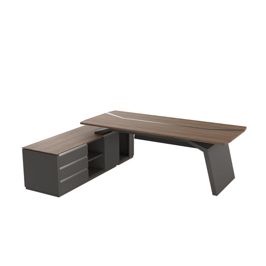 Arch L-shaped Veneer Executive Table
